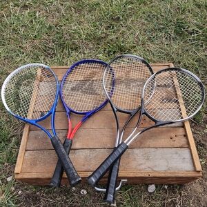 Set of 4 Multicolor Tennis Rackets,  L2: 4 1/4 L